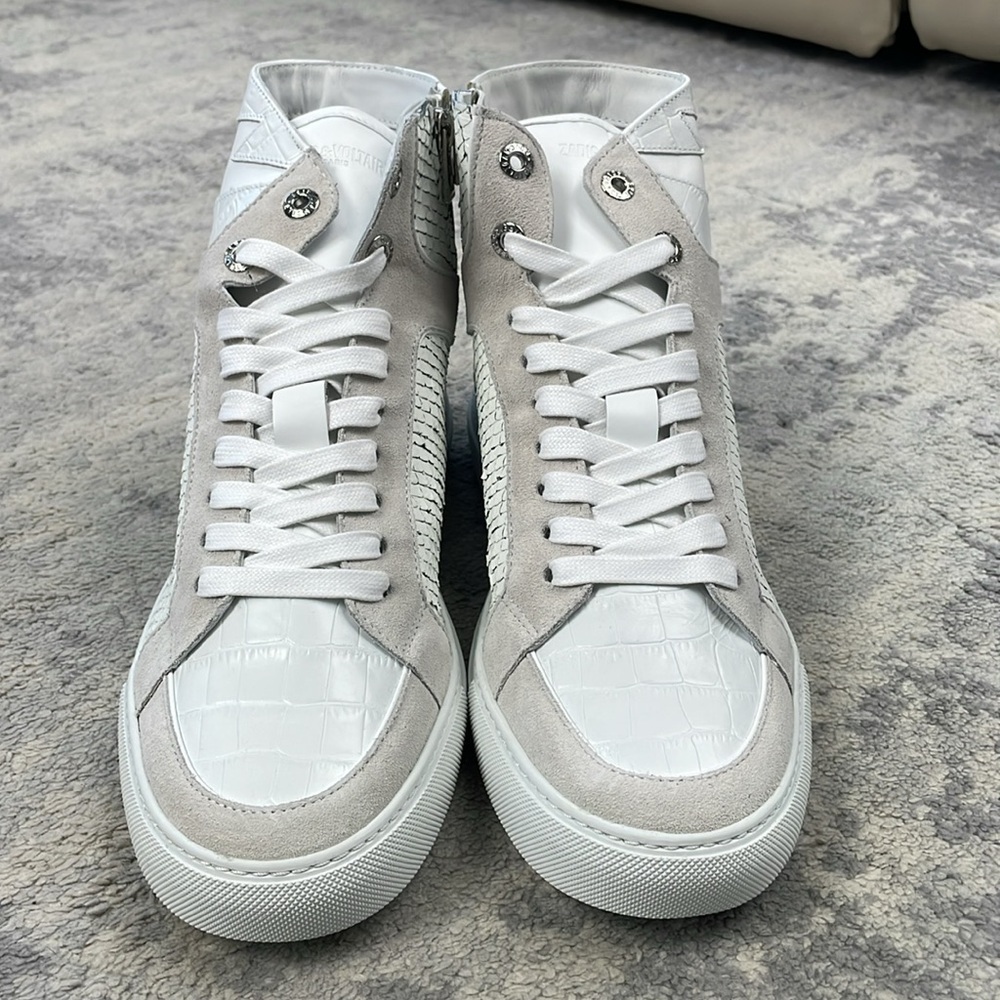 NIB Zadig & Voltaire High Flash Keith Leather High Top Sneakers White Sz 41 - Picture 8 of 16